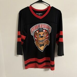 KIDS Five Nights At Freddys Black Freddy Fazbears Jersey Shirt Size XL